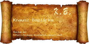 Knausz Boglárka névjegykártya